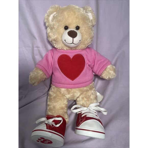 Build A Bear Workshop Classic Teddy Light Brown Plush, BAB Valentines, EUC - Picture 1 of 5